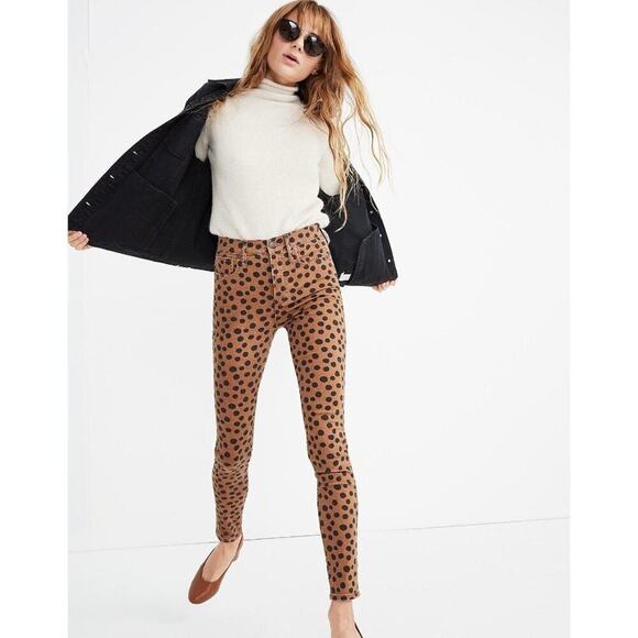 Madewell 10" High-Rise Skinny Jeans Leopard Dot sz 26 NWT - Picture 1 of 4